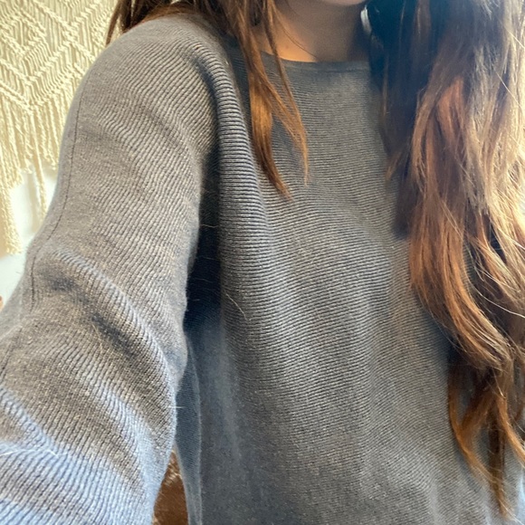 H&M Basics - Blue Boatneck 3/4 Ribbed Sweater - Picture 2 of 4